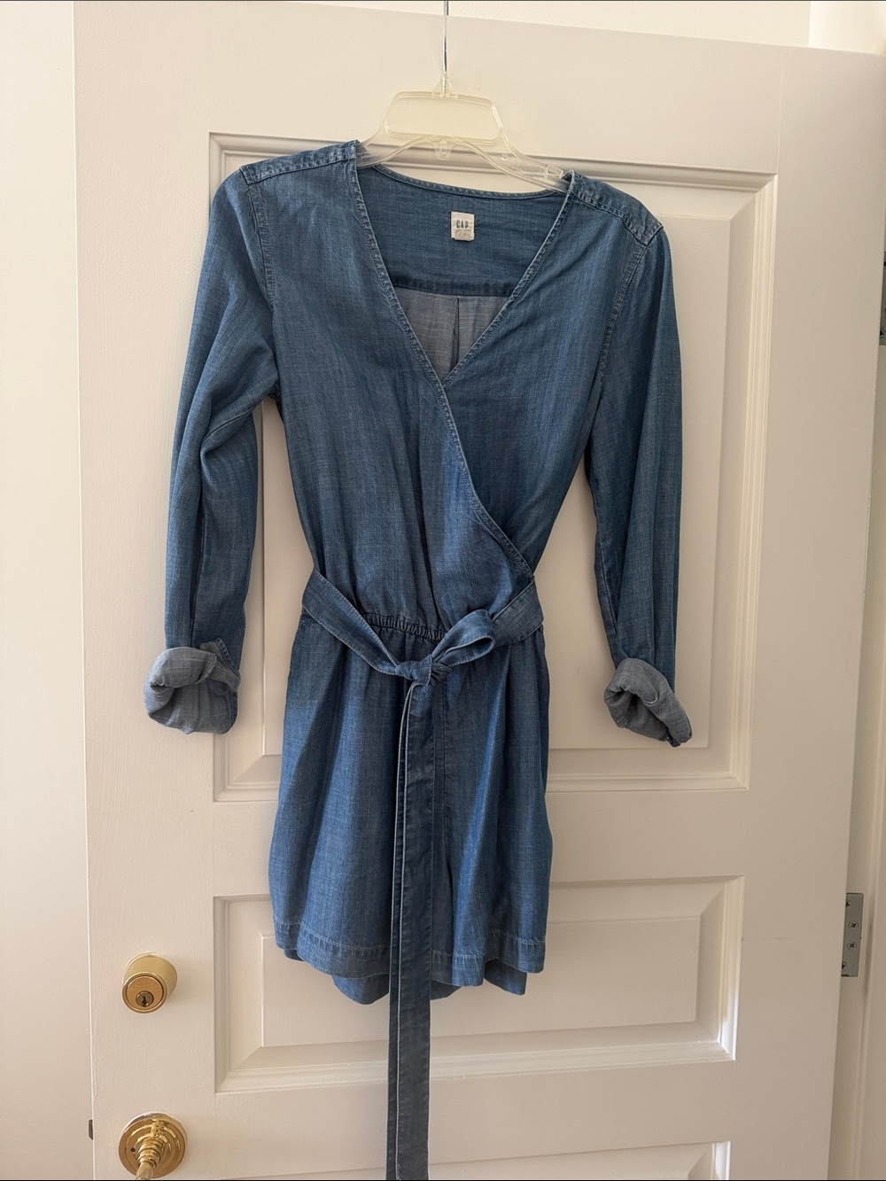 GAP Chambray Wrap Dress in Light Blue